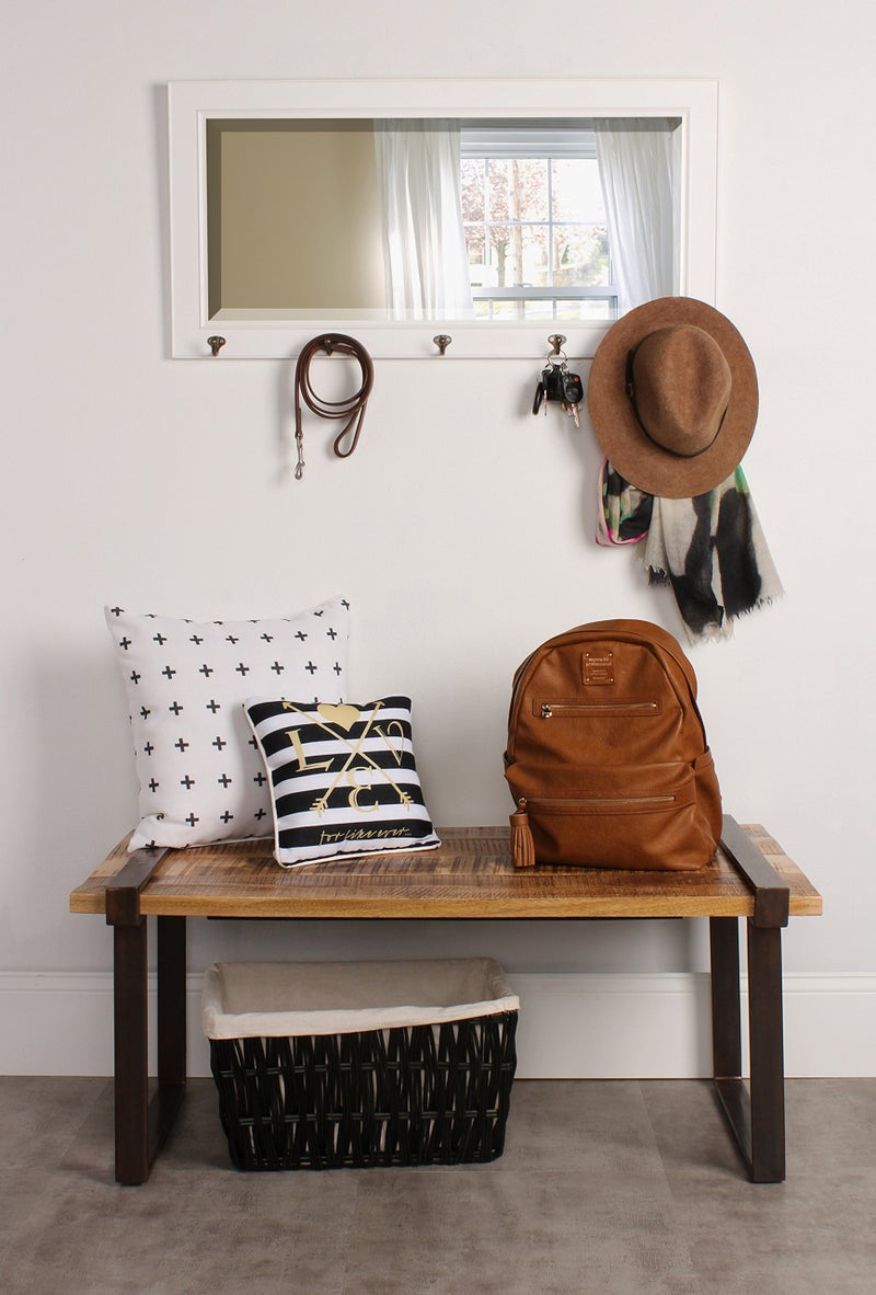 DesignOvation Kate and Laurel Pub Mirrors with 5 Metal Hooks, White - Image 4